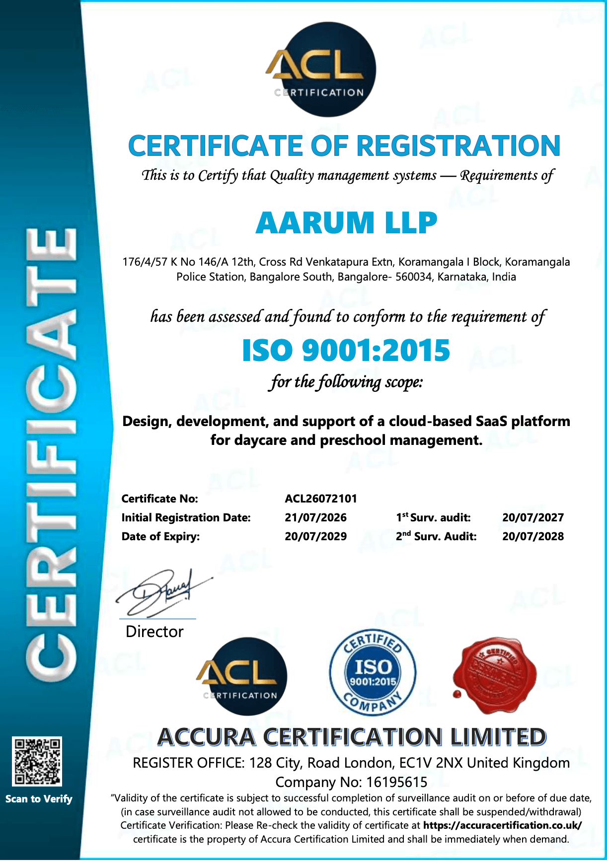 AARUM LLP Registration Certificate