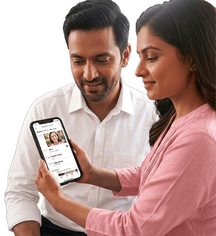 Parents viewing their child's day on the AARUM app